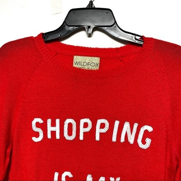 WILDFOX Shopping Is My Cardio Angora Blend Crewneck Sweater in Red S - Picture 6 of 10